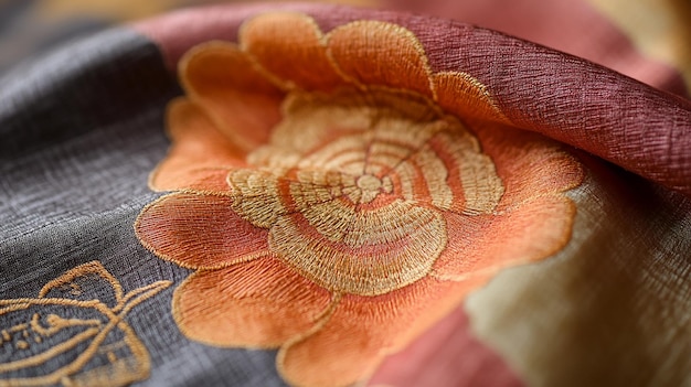 haftowane motywy na tkaninie